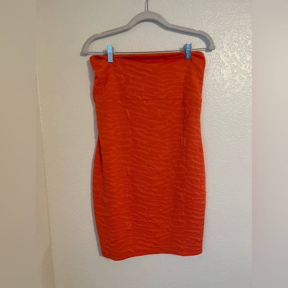 Material Girl Strapless Orange Dress